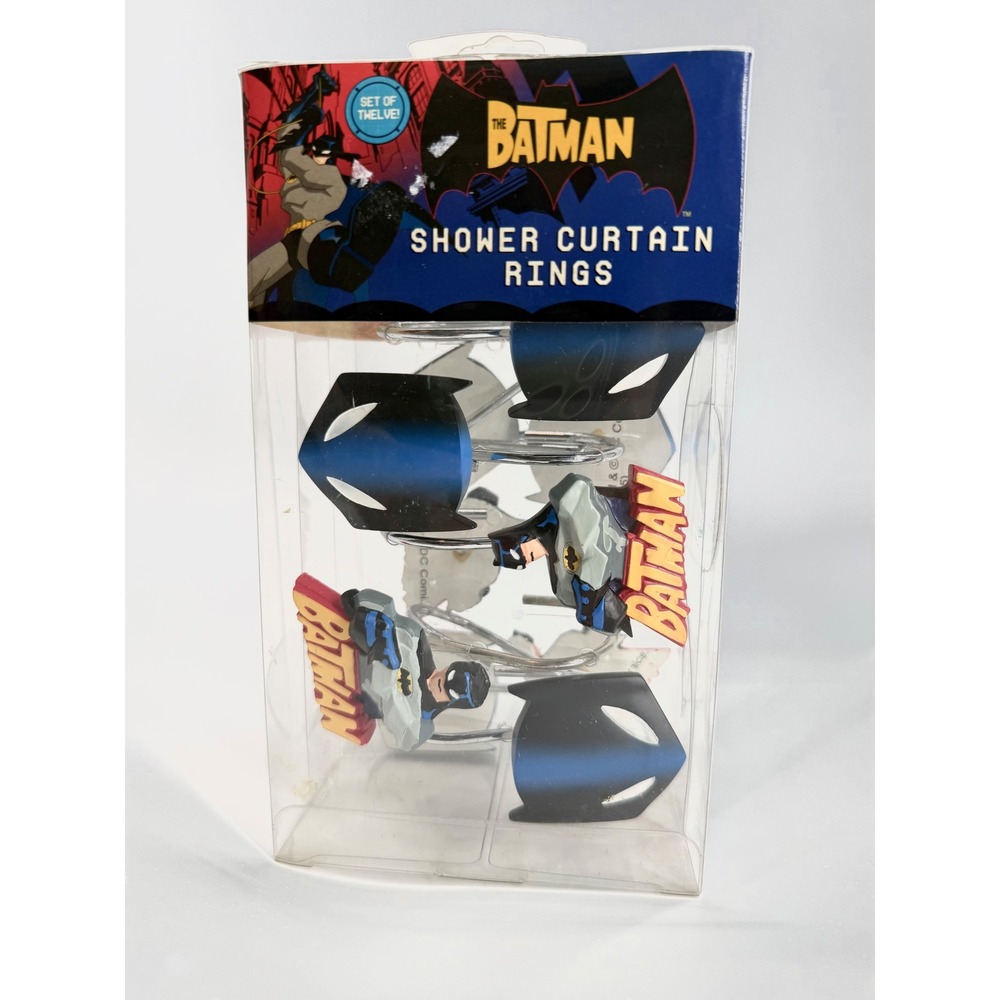 Batman Shower Curtain Hooks Rings DC Comics Super Hero Set Of 12 Bathroom Rare